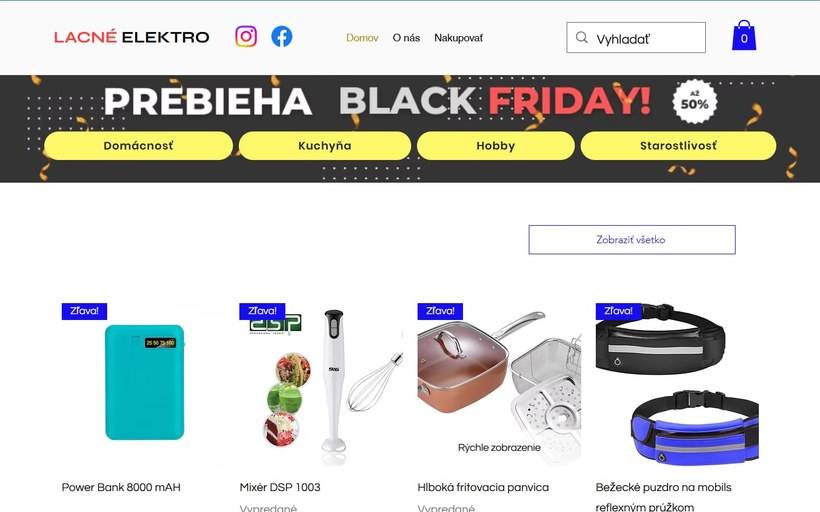 Ukázka projektu Lacné Elektro
